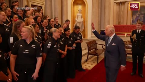 UK's King Charles Gets A Group Hug From New Zealand's Female Rugby Team