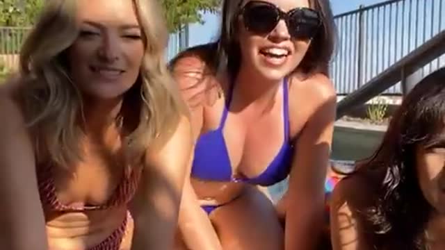 Girls in the pool FREAK OUT!