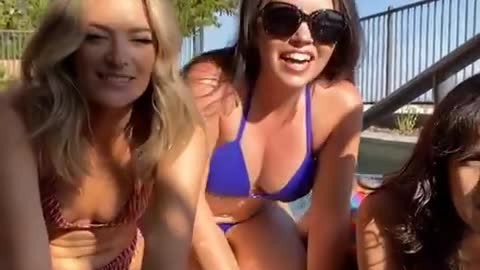 Girls in the pool FREAK OUT!