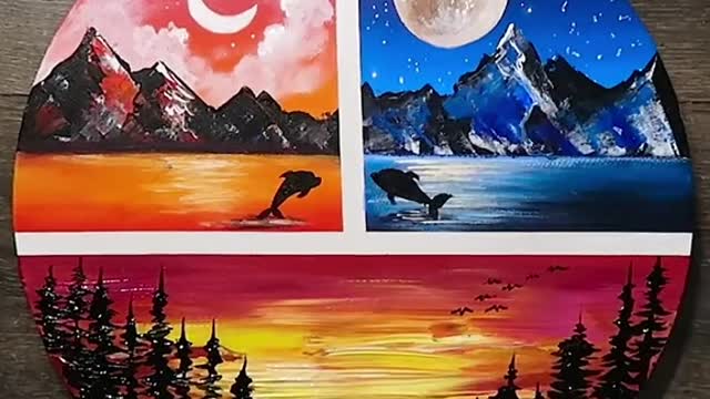 Creating art | drawing | Beautiful art | SAMAN | Beautiful Moonlight |scenery drawing