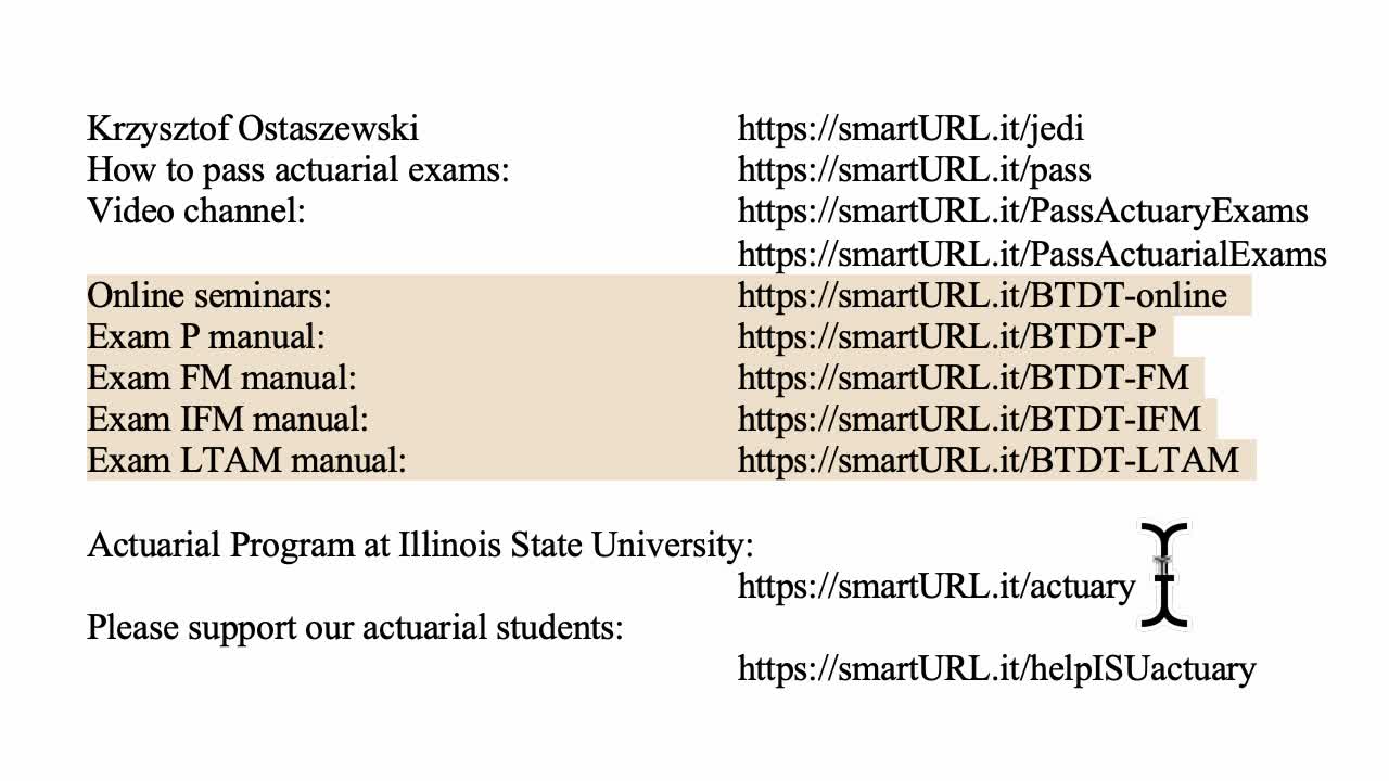 Exam FM exercise for March 21, 2022