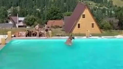 When even the cow can’t resist a pool party!!