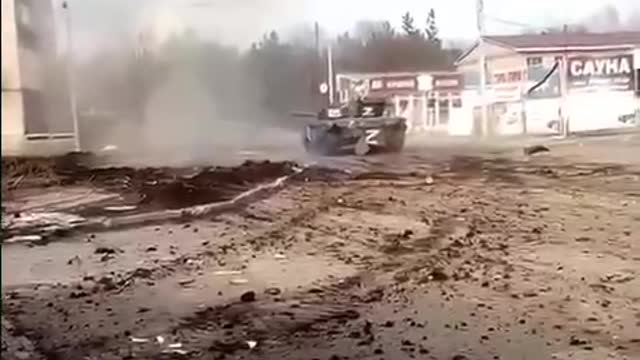 Russian tank in action