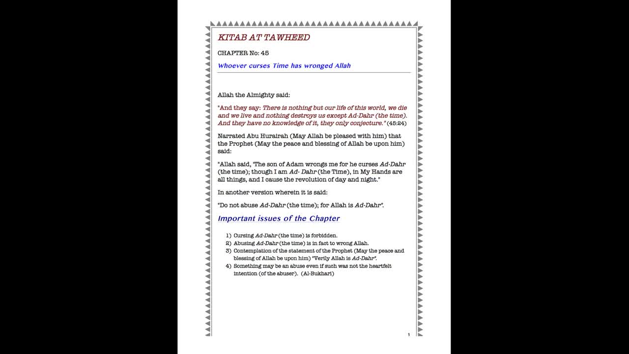 Kitab at Tawheed - Dahr/ Time