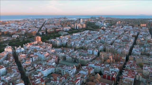 aerial view epic valencia spain entire city