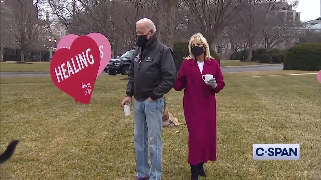 President Biden and First Lady View White House Valentine's Day Decorations