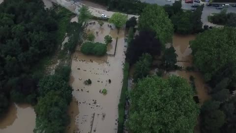 Drone Footage: Flooding in Western Germany