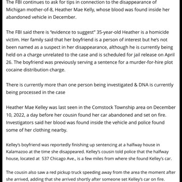 Heather Mae Kelley: Blood Found In Missing Michigan Mother’s Car - Likely A Homicide Victim