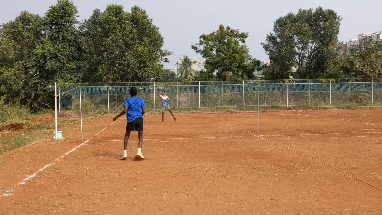 ball badminton front players smashes