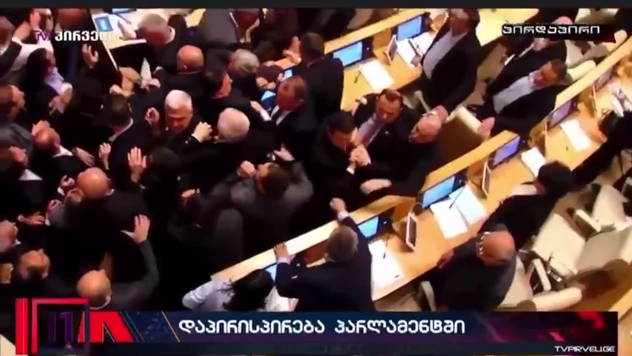 Politicians Brawling in Georgian Parliament