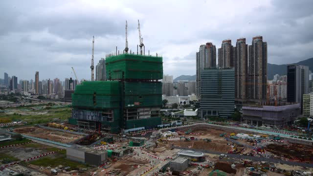 Time-lapse video of a construction site under cloudy sky