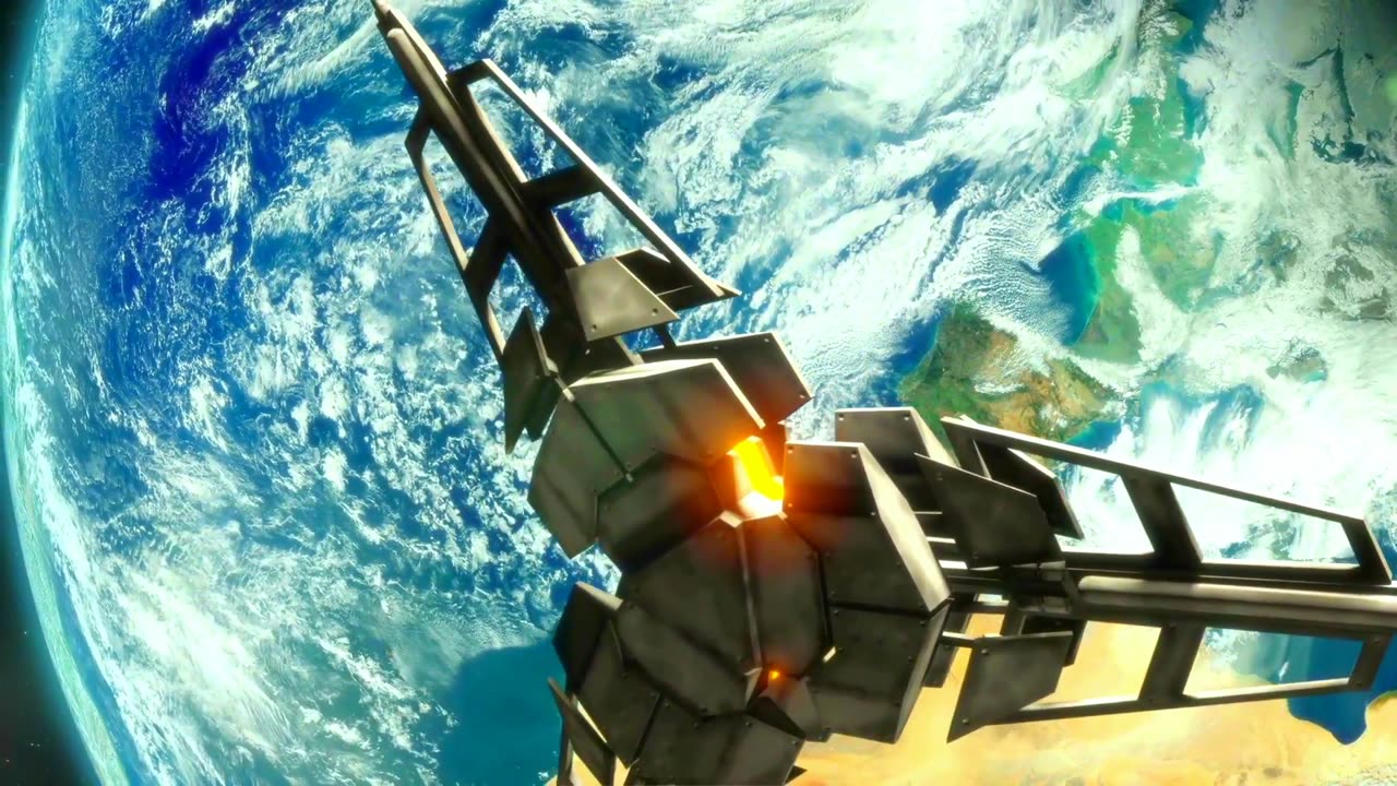 Satellite in orbit - a futuristic satellite in space hovering above the earth