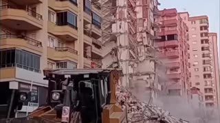 Shovel brings down a tall building alone!!!