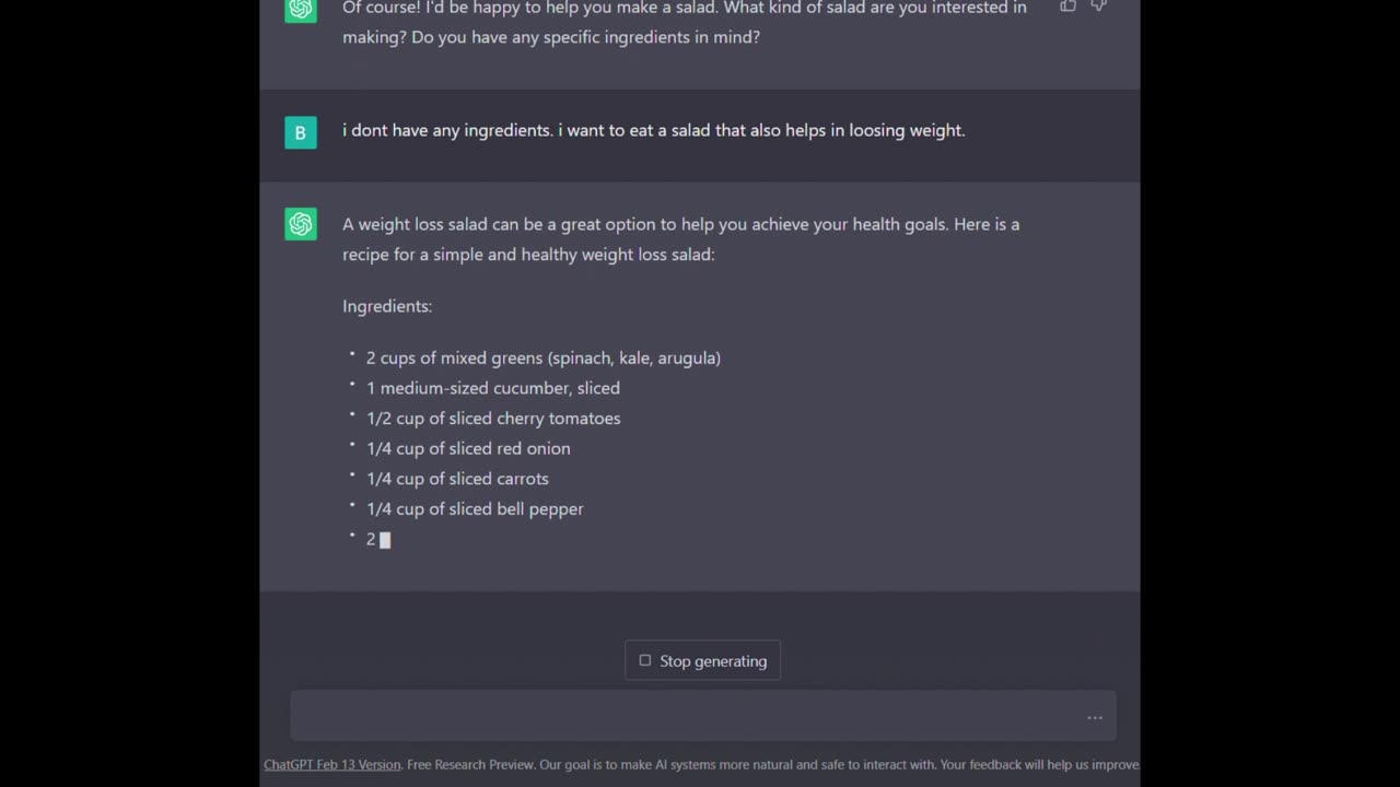 ChatGPT helps you make a Salad for Weight Loss