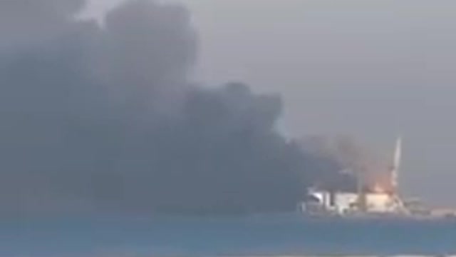 Port of Berdyansk. Several explosions are reported, followed by a fire