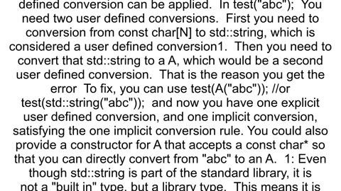 Conversion from const char to class with constructor from string