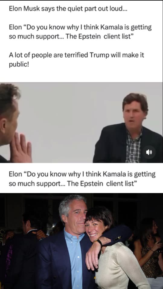 Elon "Do you know why I think Kamala is getting so much support... The Epstein client list"