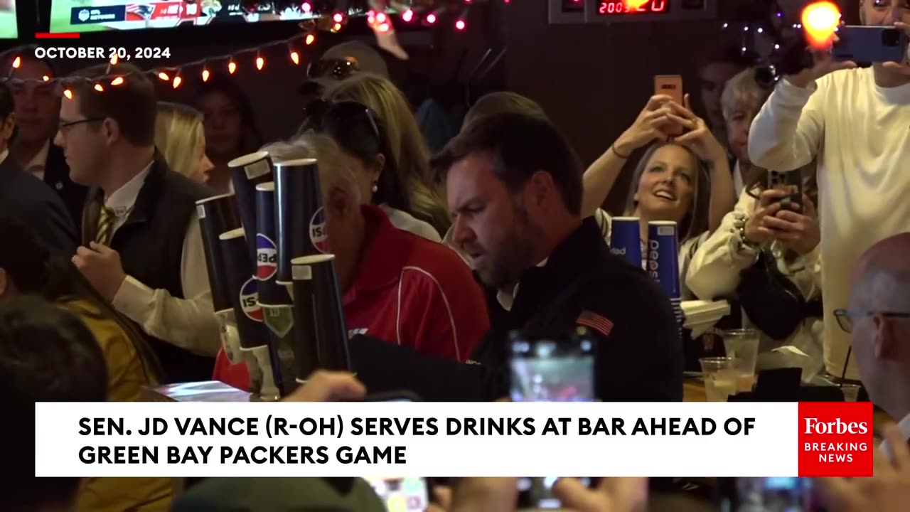 JUST IN_ Patrons Chant As JD Vance Serves Drinks At Wisconsin Bar Ahead Of Green Bay Packers Game