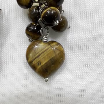 Handmade Unique 2.25” Drop Earrings with 925 Sterling Silver, Tiger Eye, Crystal