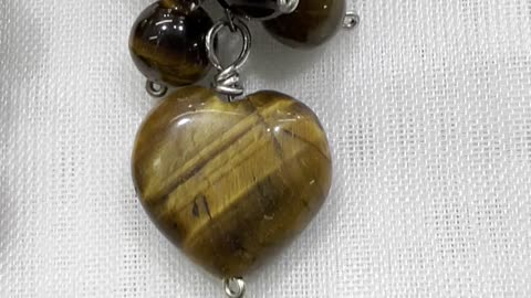 Handmade Unique 2.25” Drop Earrings with 925 Sterling Silver, Tiger Eye, Crystal