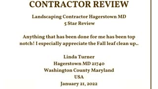 Landscaping Contractor Hagerstown MD 5 Star Video Review