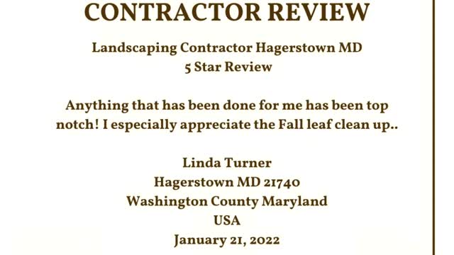Landscaping Contractor Hagerstown MD 5 Star Video Review