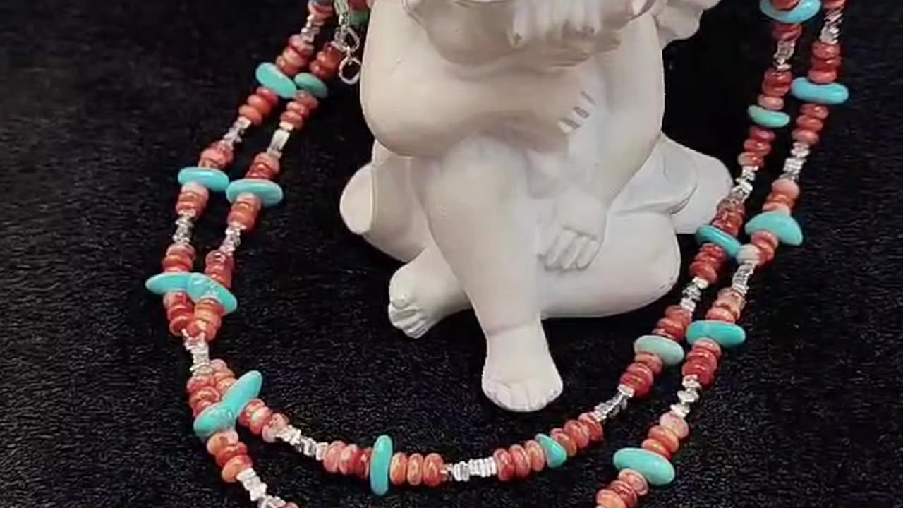 GN-20241216-01 Precious Natural Jewelry Turquoise red spiny oyster Necklace S925 Silver Necklace