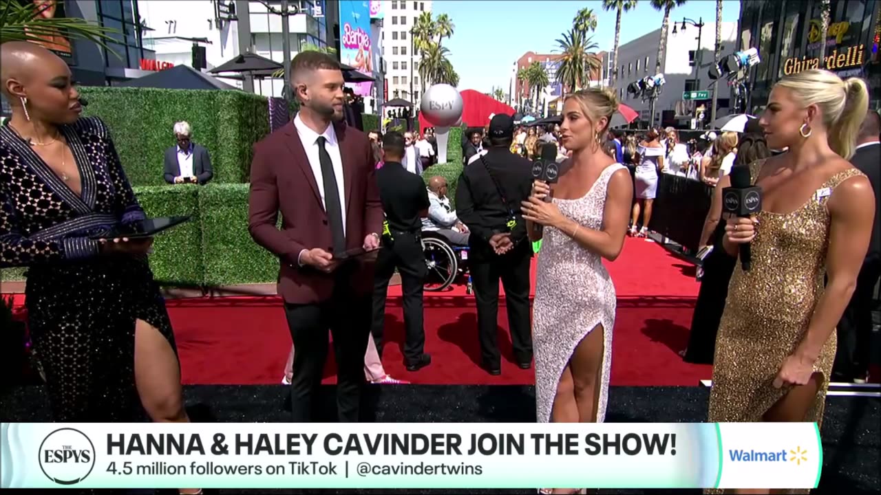 2023 ESPYS: Cavinder Twins Haley & Hanna Of Miami Hurricanes Women's Basketball Red Carpet Interview