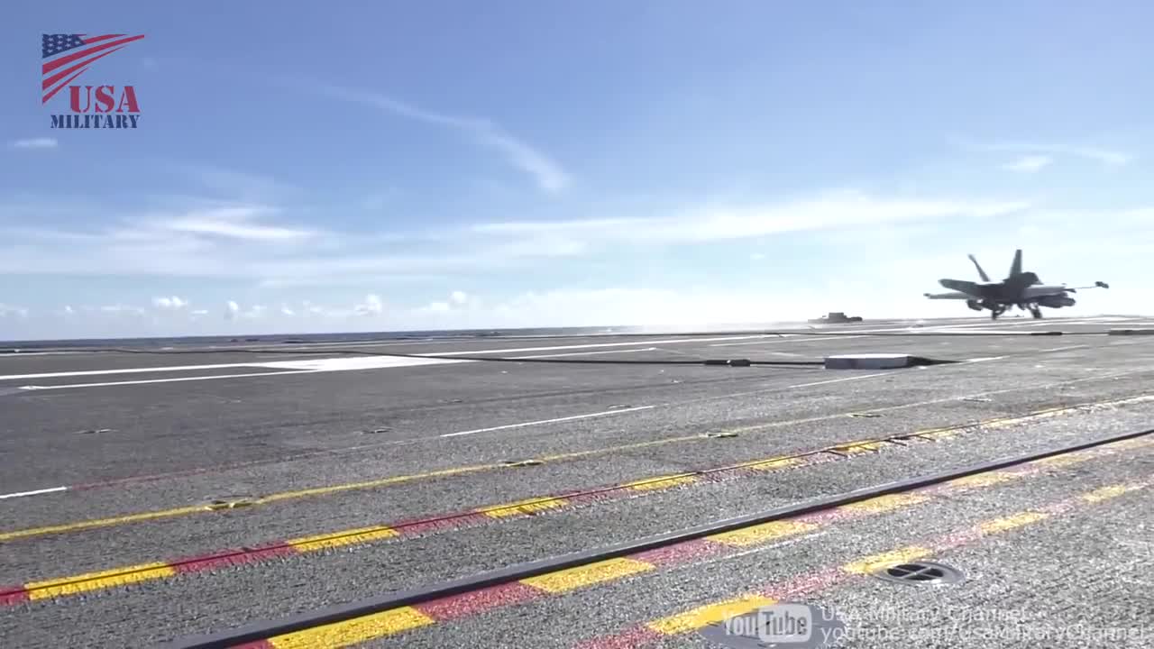 Carrier-Based Aircrafts (F_A-18, E-2, C-2) Land on USS Harry S. Truman