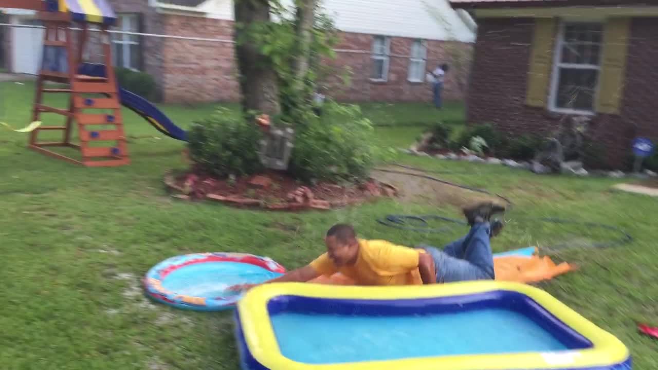 daddy breaks kiddie slide!!