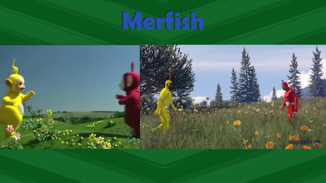 Teletubbies recreated in GTA V [Side By Side Comparison]