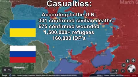 Russo-Ukrainian War 6th of March Mapped using Google Earth