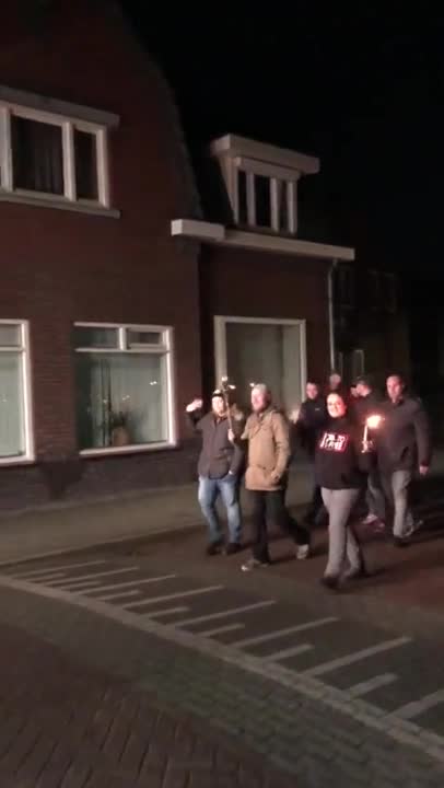 Tractors leading protesters against c0vid passports and mandates in Holland again tonight 🙏🏻