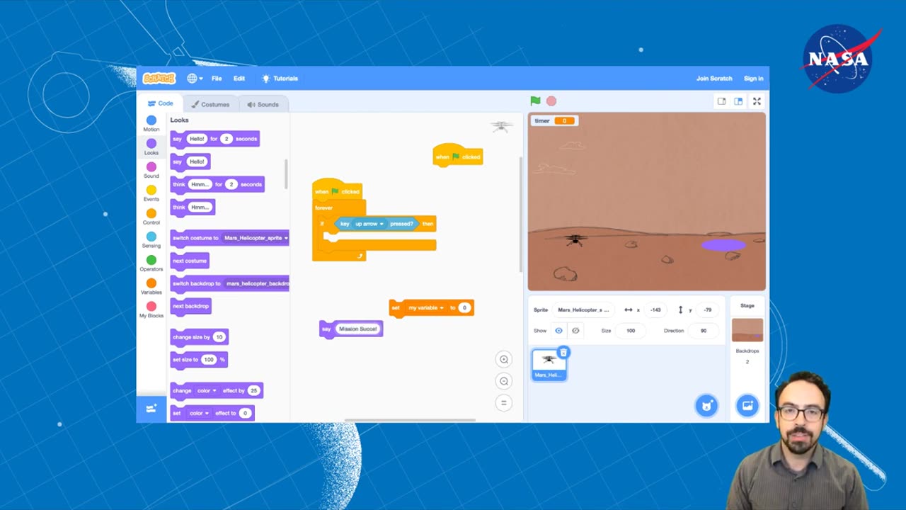 Learning Space: Code a Mars Helicopter Video Game