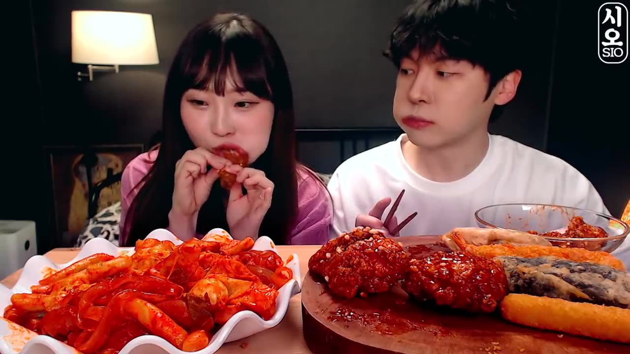 ASMR MUKBANG Spicy chicken Tteokbokki, Seasoned Chicken, Cheese Stick, Kimchi Gimbap, fried food