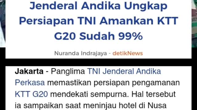 Jenderal Andika ungkap persiapan TNI amankan KTT G20 sudah 99%