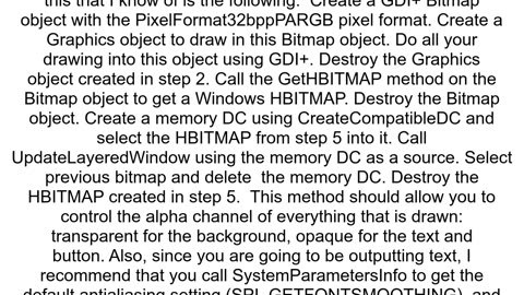 Transparent window containing opaque text and buttons