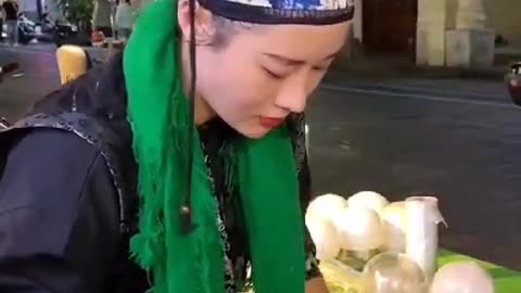 Beautiful Girl Working In Street