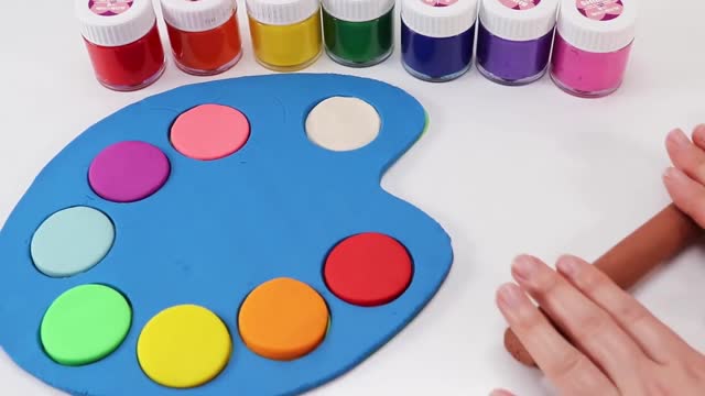 Making Rainbow Art Palettes and Color Brushes at Home with Play Doh