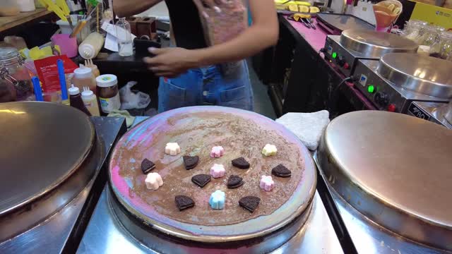 Thailand Street Food - Crepes, Fresh Fruits & Boba Milk Tea At Bangkok Night Market