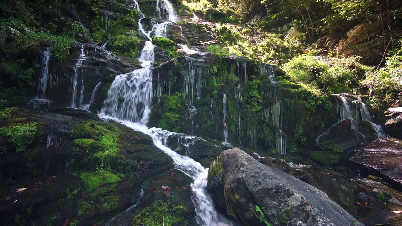 Water fall River In Beautiful Mountains