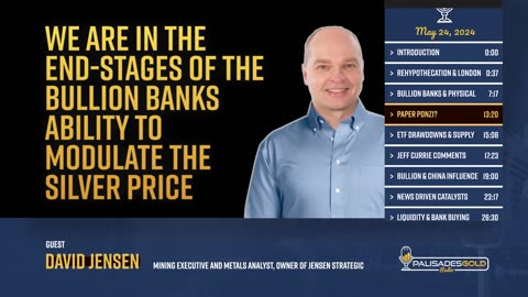 We are in the END STAGES of Bullion Banks manipulating SILVER- David Jensen