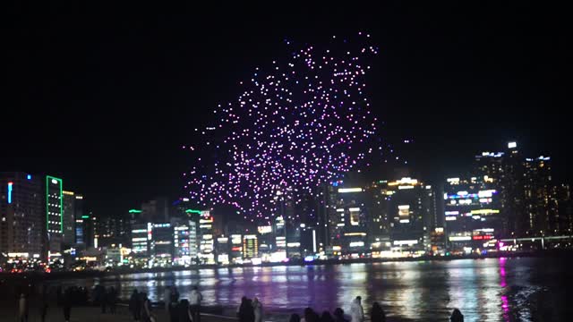 Drone show at Gwangahn Beach Pusan, Korea