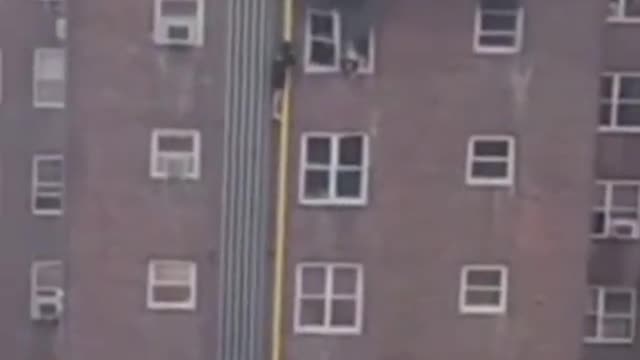 shows two climb out the window of a and escape to in