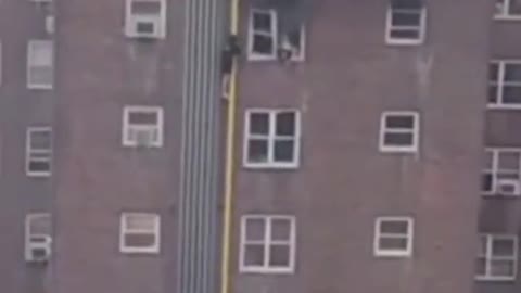 shows two climb out the window of a and escape to in