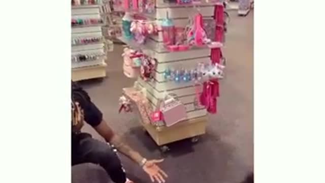 Little cute baby proves stubborn in a mall lol