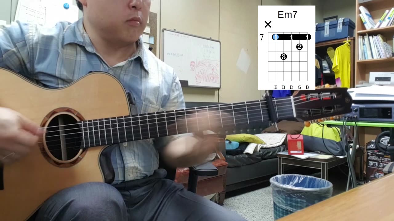 Night fever - Bee Gees, guitar strumming, chord diagram