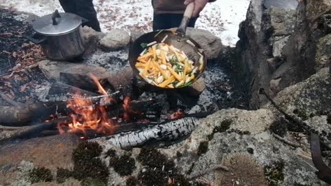 BBQ in the snowy mountains