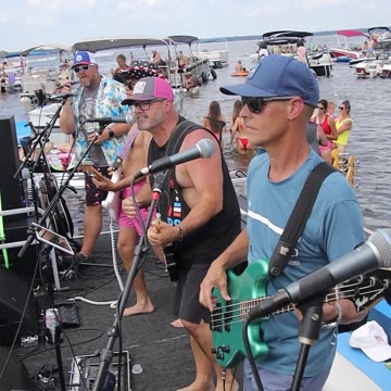 Hurry Up Wait band sings The Cars Magic at Shawano Lake Sand Bar Bash