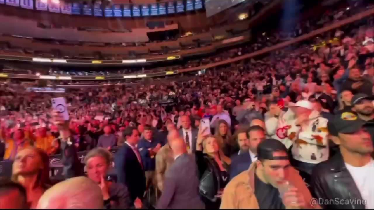 AMAZING! Crowd Goes Wild as Trump, Dana White, Don Jr., Kid Rock and Tucker Carlson Enter Ring at UFC295